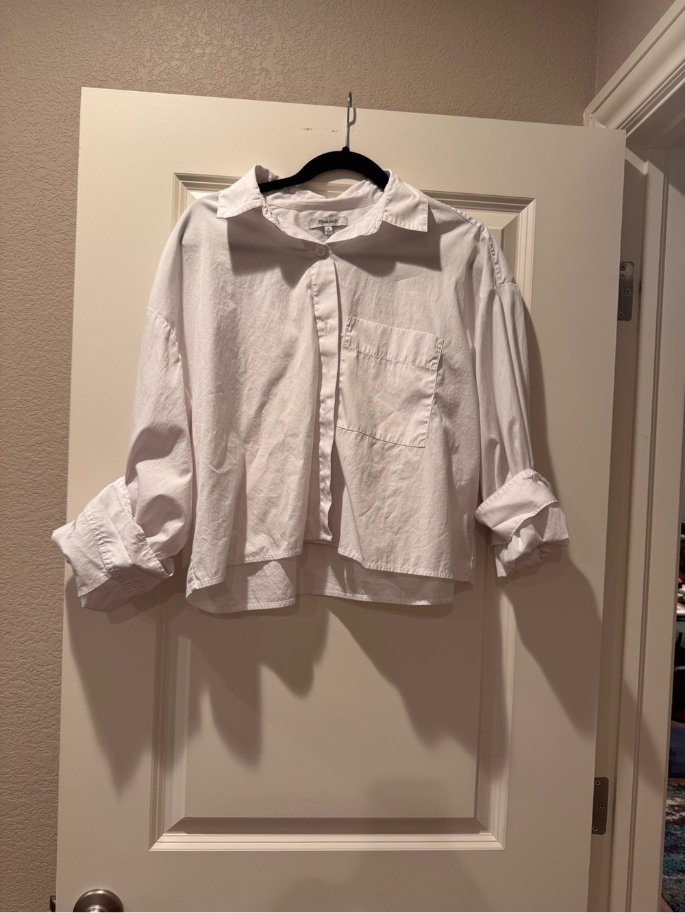 Madewell Oversized Cropped White Button Down Shirt Size Medium.